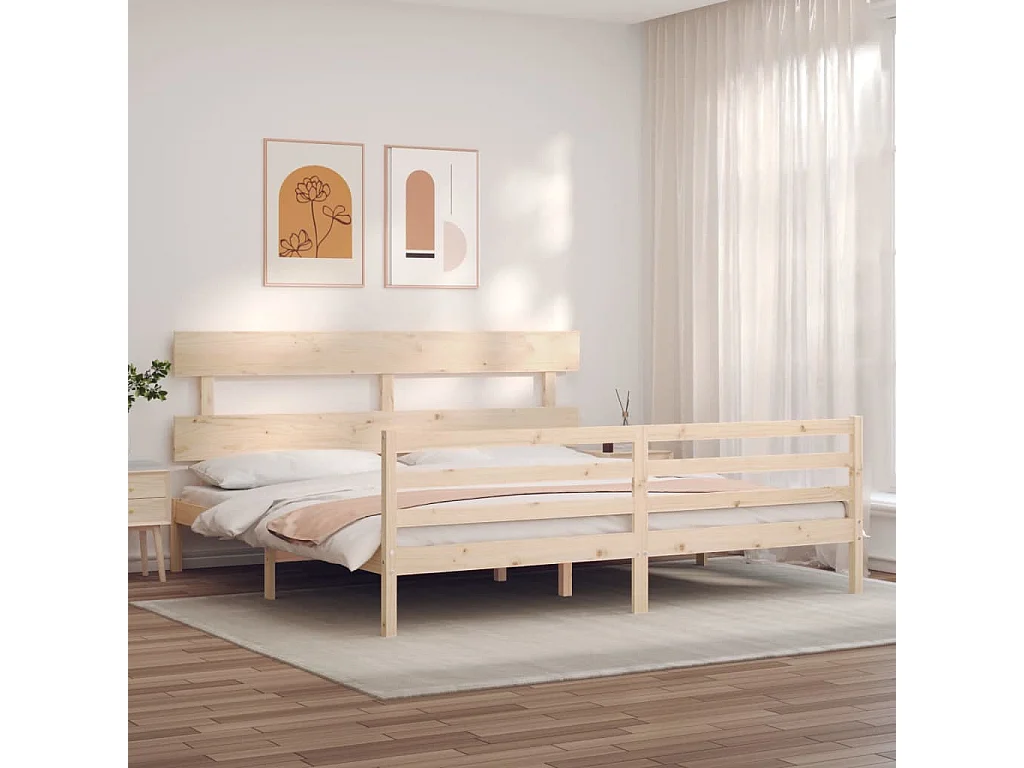 Cama Super King Size com cabeceira madeira maciça PT708335