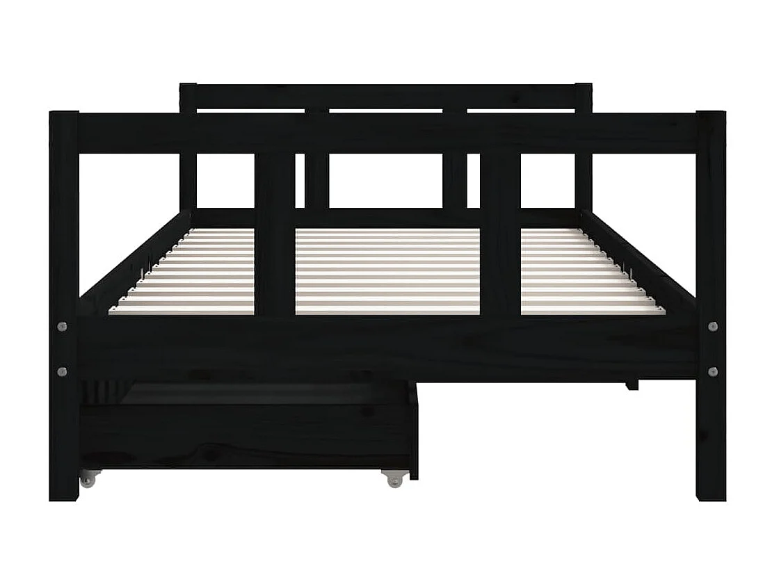 Lit-90x190 cm d'enfants tiroirs noir bois de pin massif EGGB56914