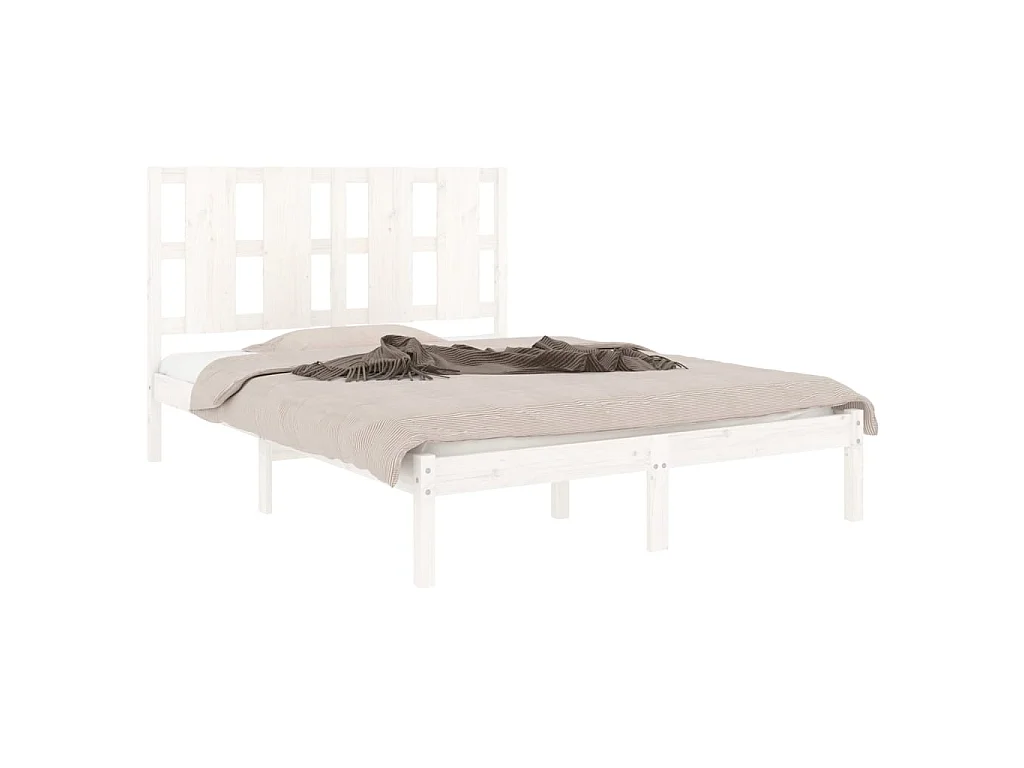 Lit-140x190 cm Blanc Bois de pin massif EGGB64720