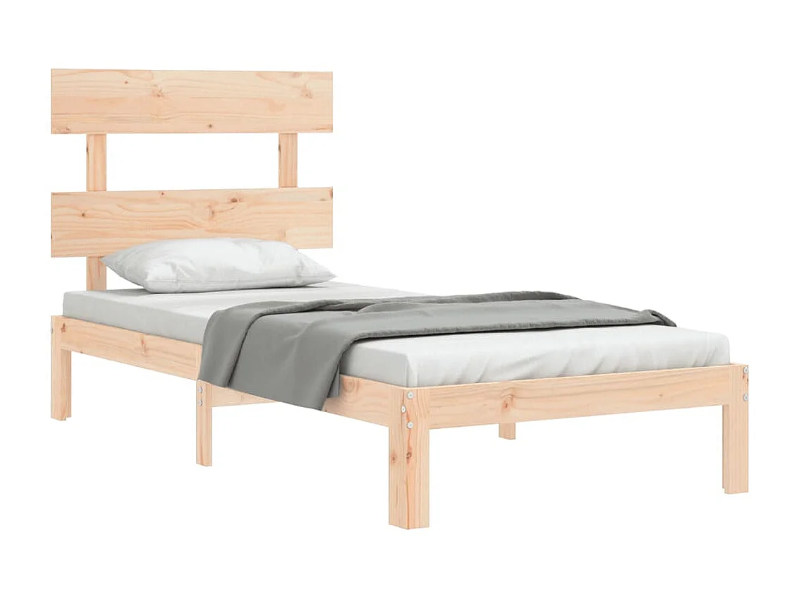 Lit-90x190 cm avec tête de lit simple bois massif EGGB89941