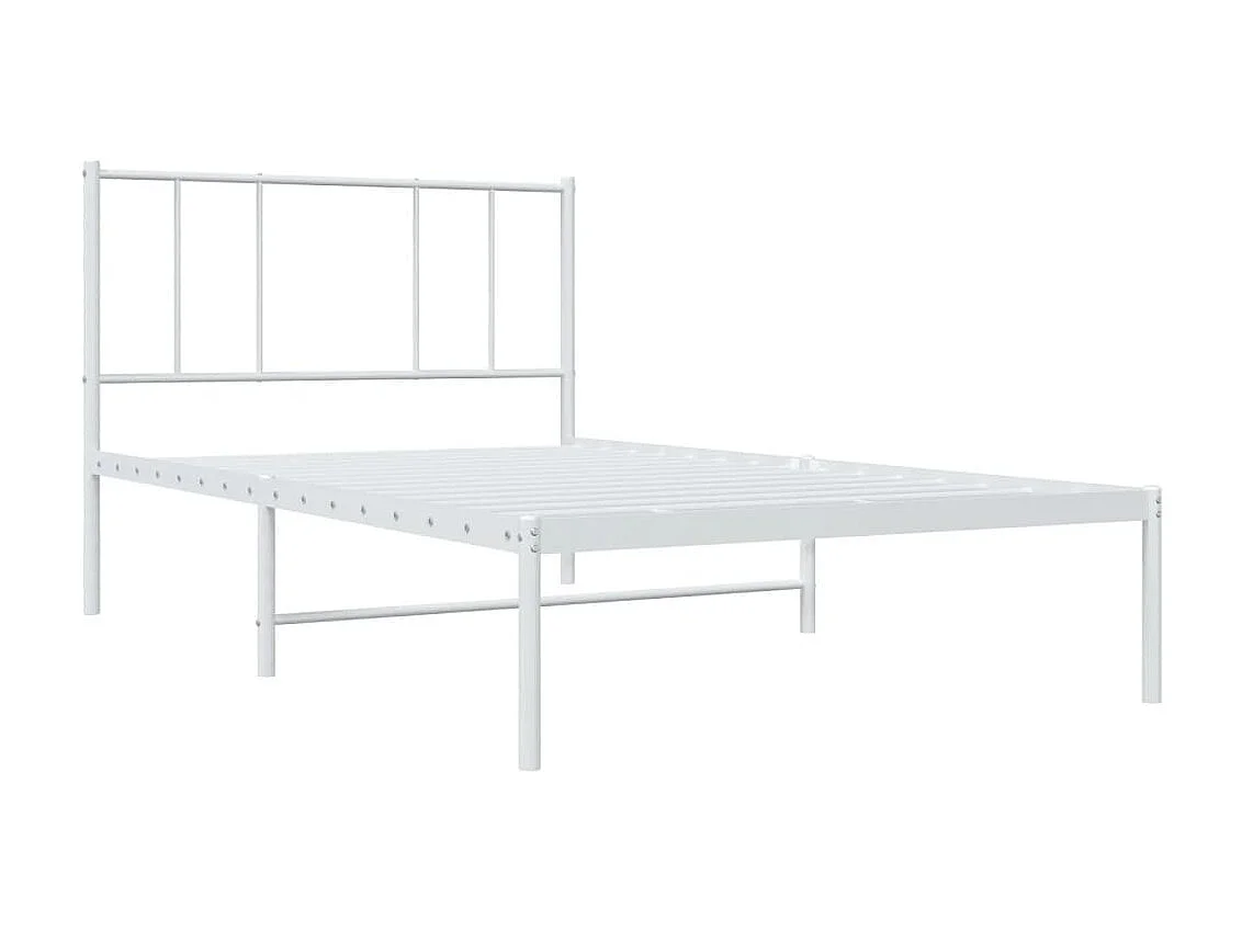 Lit-107x203 cm métal avec tête de lit blanc EGGB96256