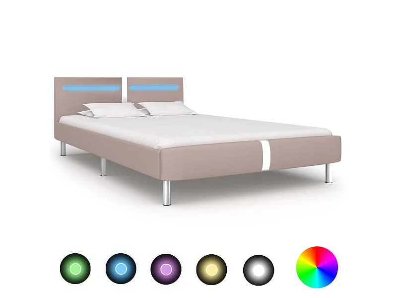 Lit-120x200 cm avec LED Cappuccino Similicuir EGGB29407