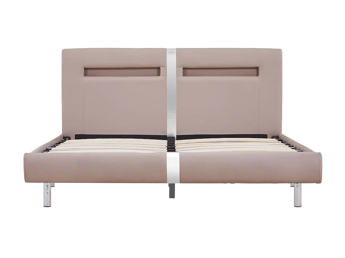 Cama c/ LEDs 120x200cm couro artificial cappuccino PT502931