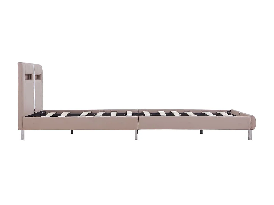 Cama c/ LEDs 120x200cm couro artificial cappuccino PT502931