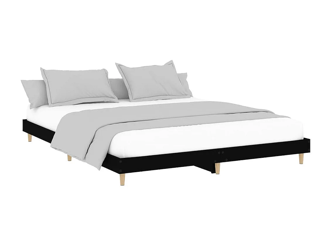 Lit-200x200 cm noir bois d'ingénierie EGGB52256