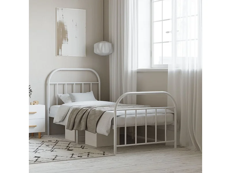 Bedframe met hoofd- en voeteneinde metaal wit 90x190 cm NL67765