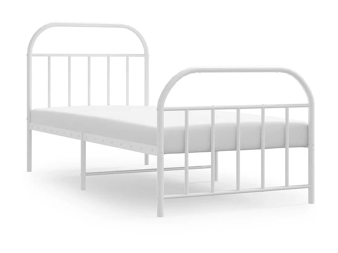 Lit-90x190 cm métal avec tête de lit/pied de lit blanc EGGB52649