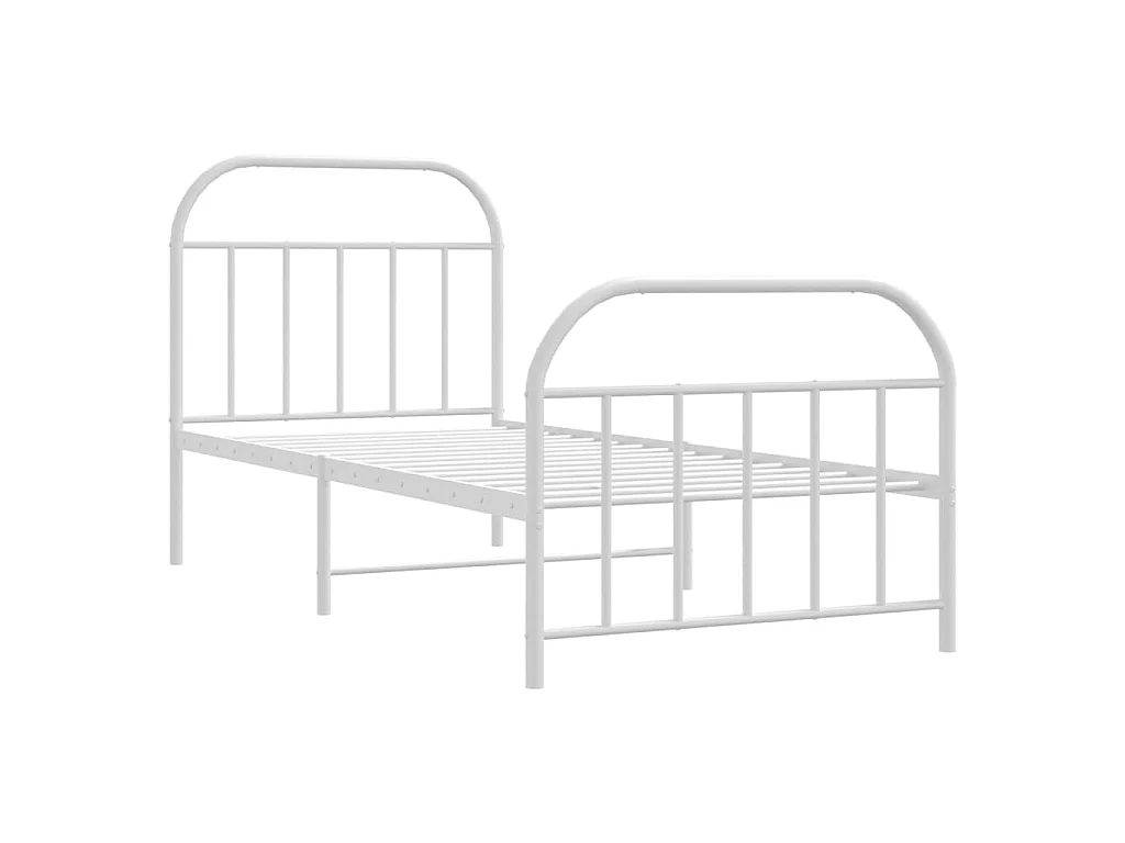 Lit-90x190 cm métal avec tête de lit/pied de lit blanc EGGB52649