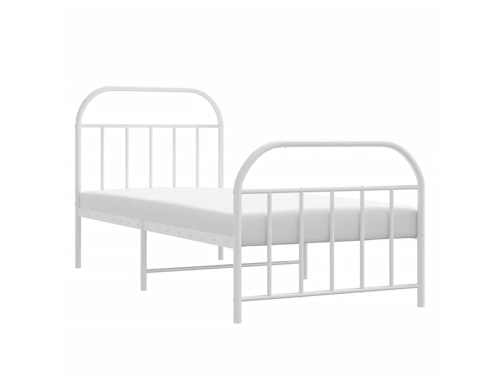 Lit-90x190 cm métal avec tête de lit/pied de lit blanc EGGB52649