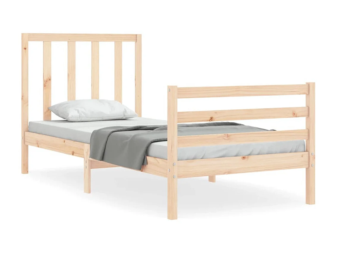 Cama de solteiro pequena c/ cabeceira madeira maciça PT776813