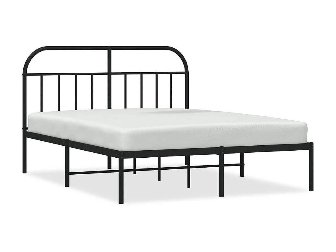 Lit-140x200 cm métal avec tête de lit noir EGGB48922