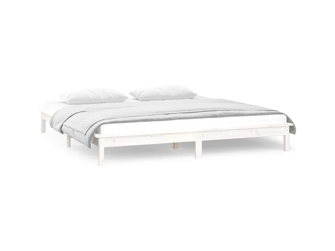 Lit-160x200 cm à LED blanc bois massif EGGB75694