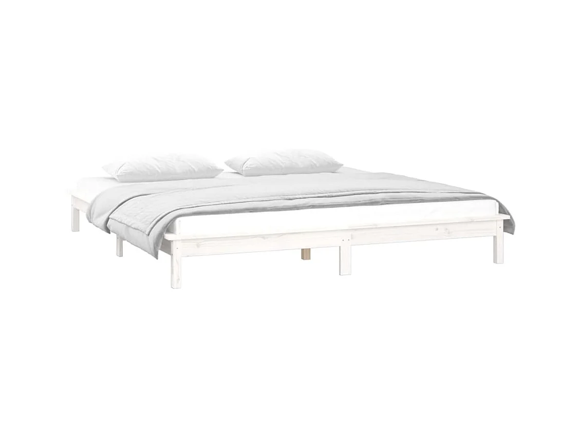 Lit-160x200 cm à LED blanc bois massif EGGB75694