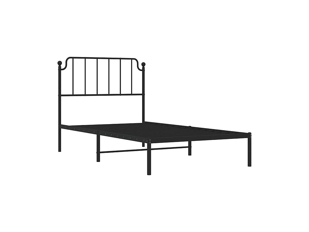 Lit-100x200 cm métal avec tête de lit noir EGGB80012