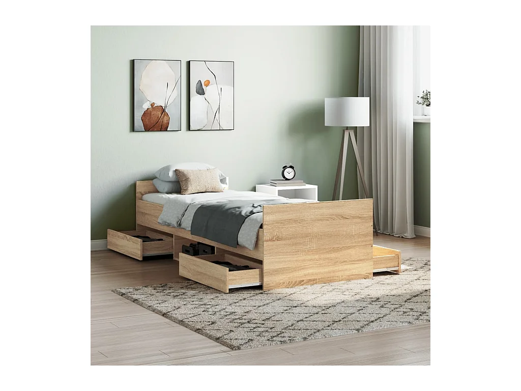 Lit-75x190 cm tête de lit et pied de lit chêne sonoma EGGB98183