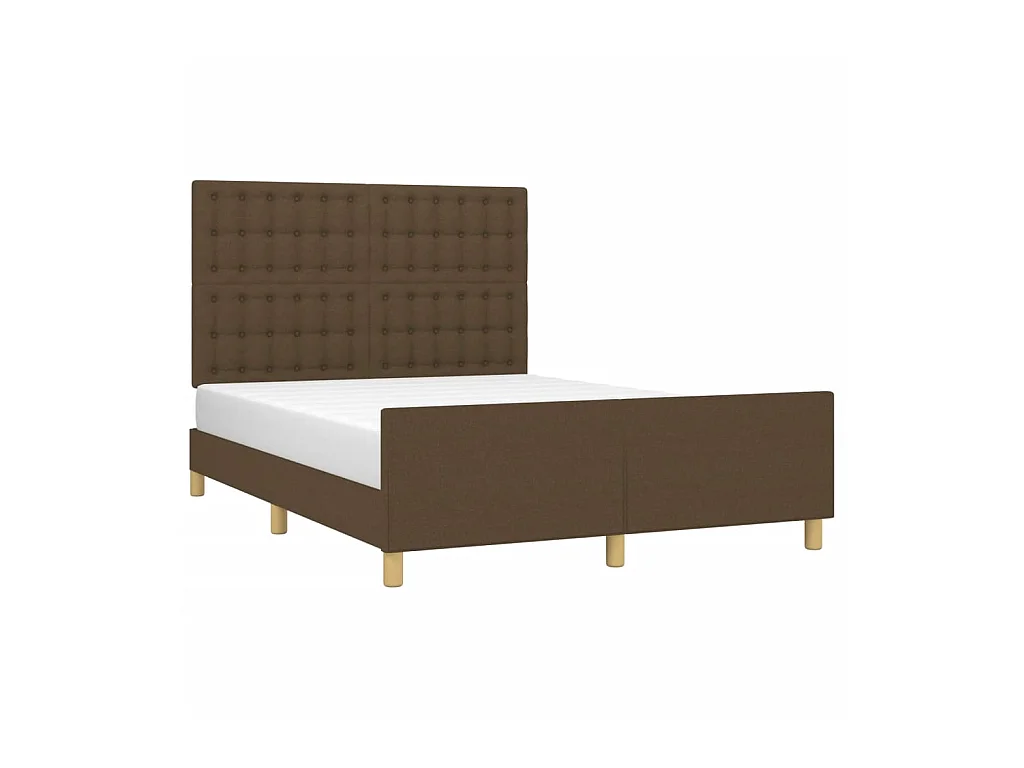 Lit-140x200 cm avec tête de lit Marron foncé Tissu EGGB16114