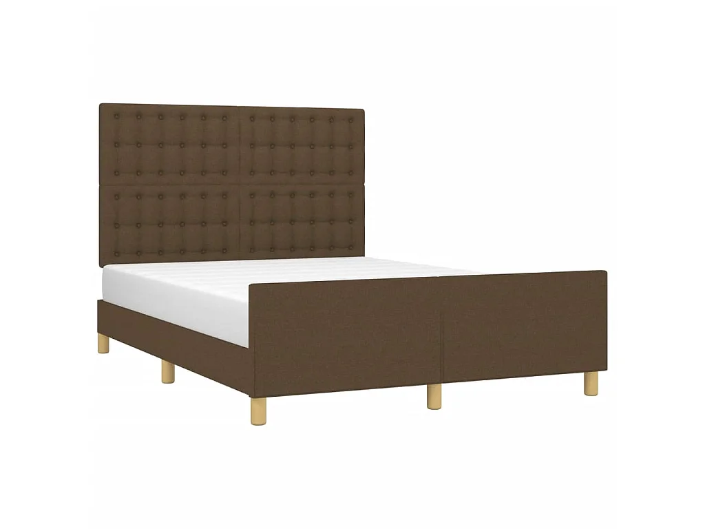 Lit-140x200 cm avec tête de lit Marron foncé Tissu EGGB16114