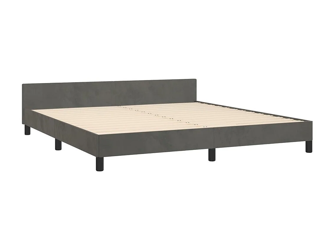 Cama 160x200 cm con cabecero terciopelo gris oscuro ES93945