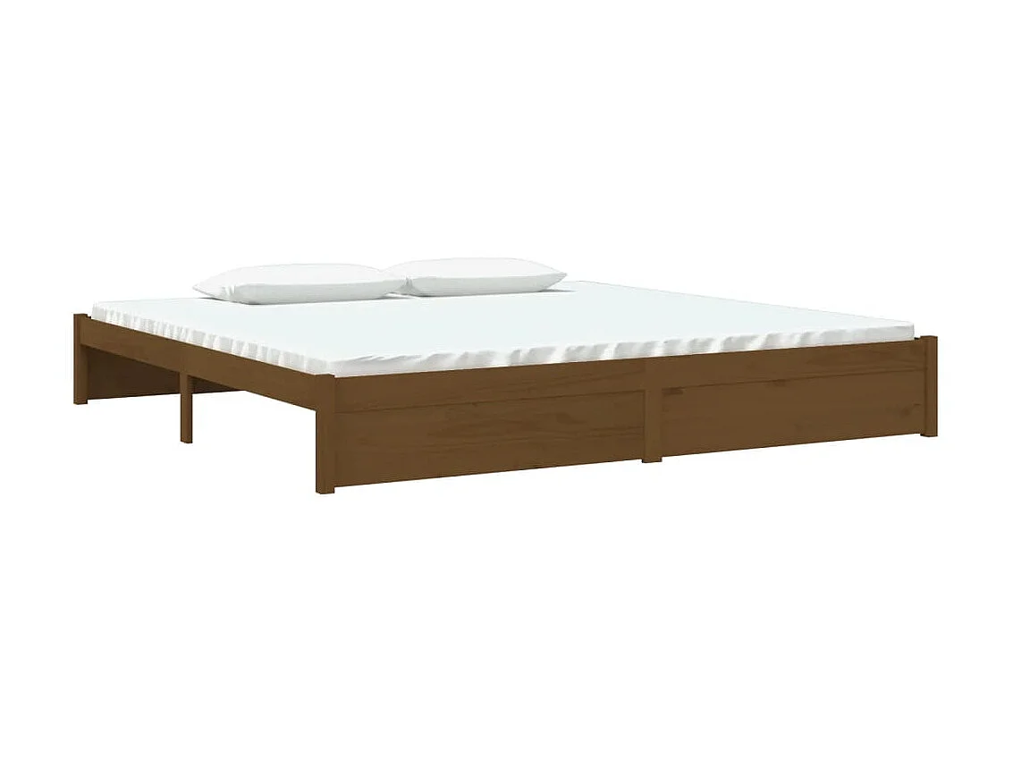 Cama 200x200 cm madeira maciça castanho mel PT252162