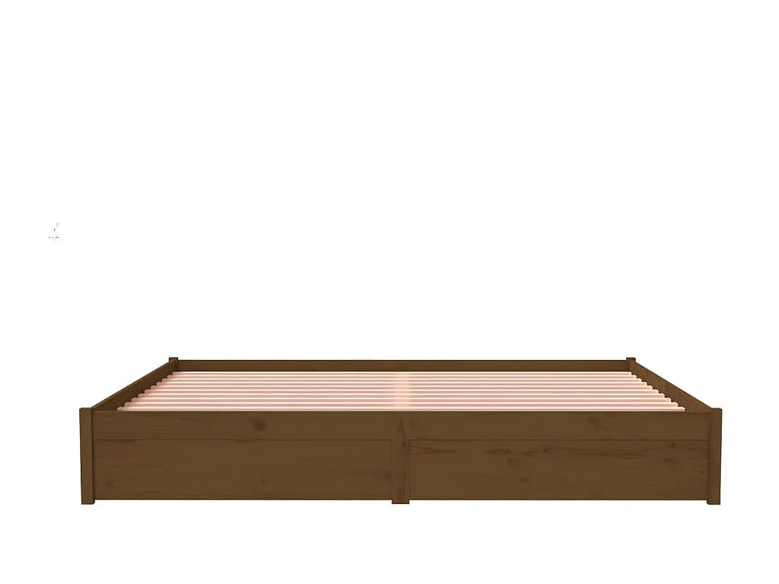 Cama 200x200 cm madeira maciça castanho mel PT252162