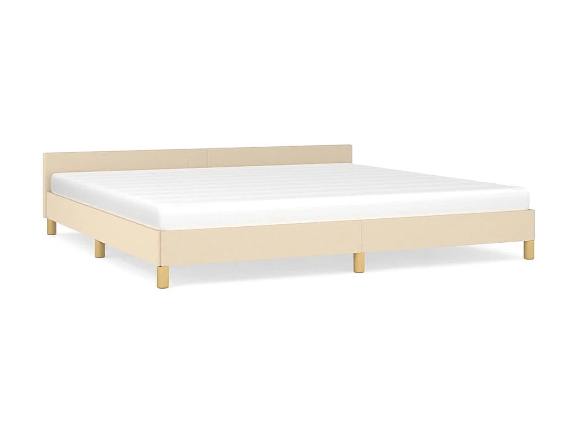 Lit-200x200 cm avec tête de lit Crème Tissu EGGB95027