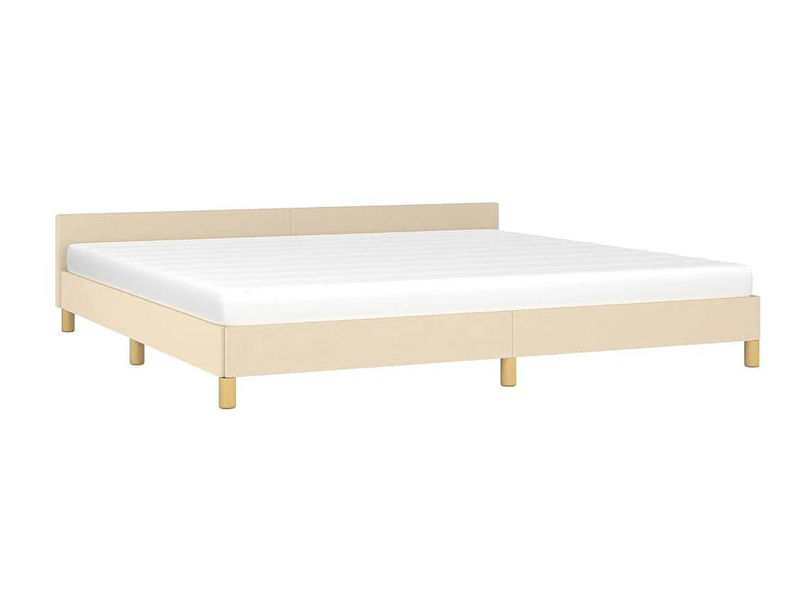 Lit-200x200 cm avec tête de lit Crème Tissu EGGB95027