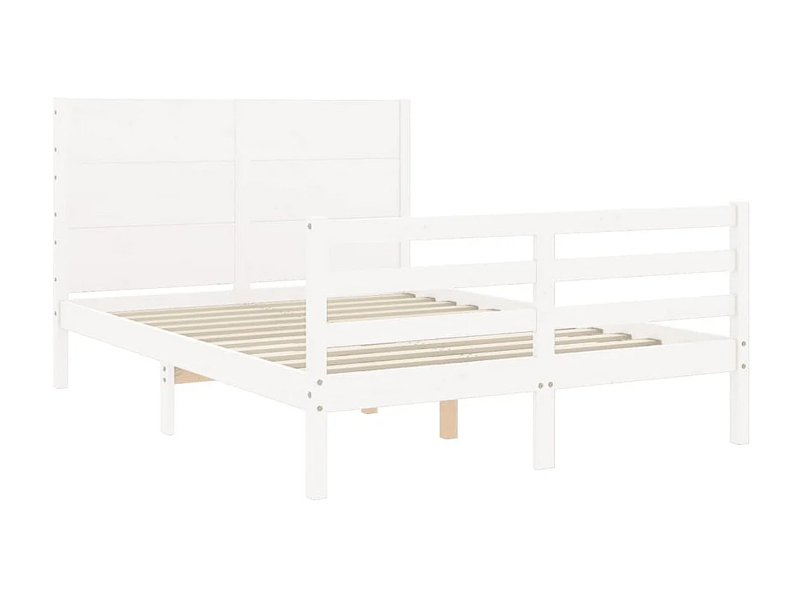 Cama com cabeceira 140x190cm madeira maciça branco PT541734