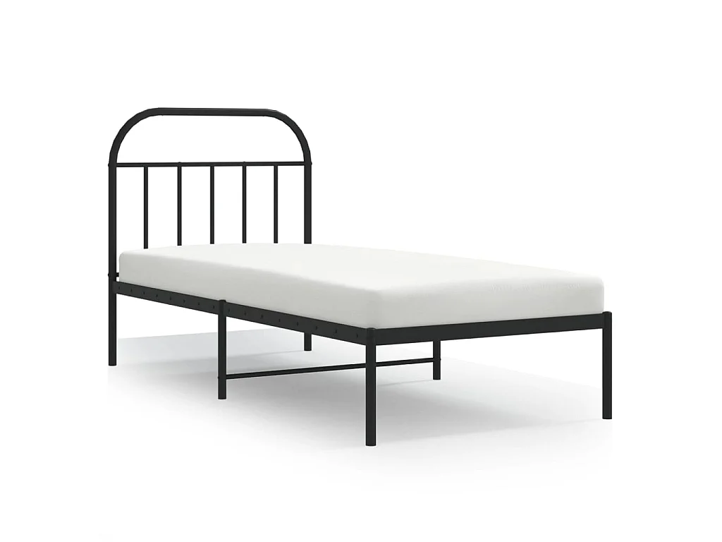 Bedframe met hoofdbord metaal zwart 90x200 cm NL76568