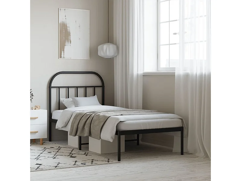 Cama com cabeceira 90x200 cm metal preto PT149644