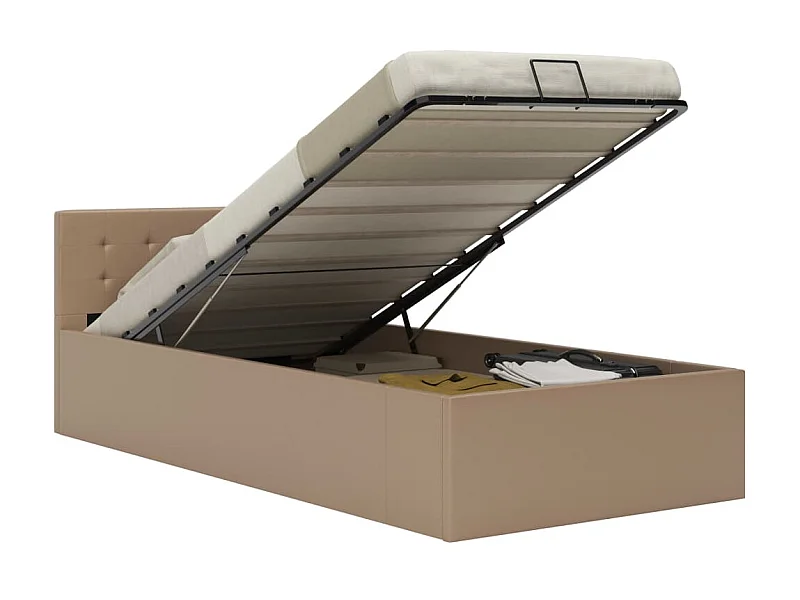 Lit-100x200 cm à stockage Cappuccino Similicuir EGGB30526