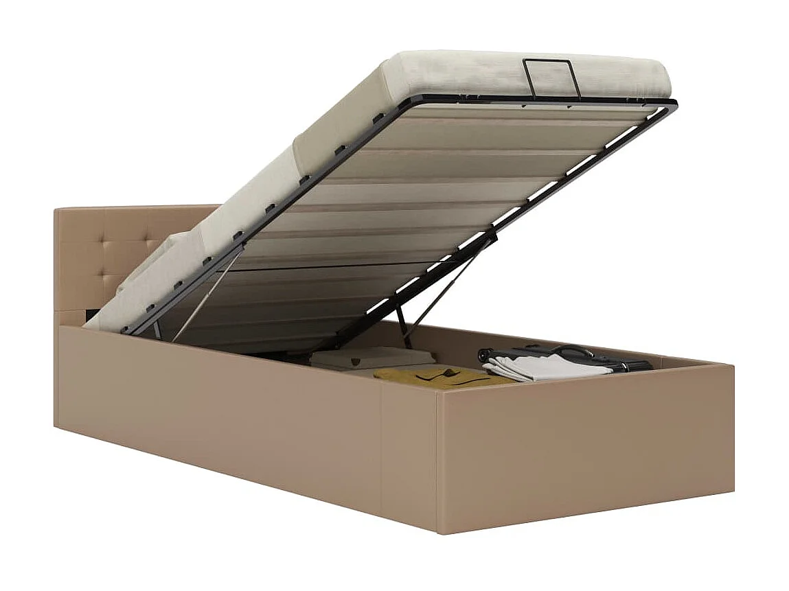 Lit-100x200 cm à stockage Cappuccino Similicuir EGGB30526