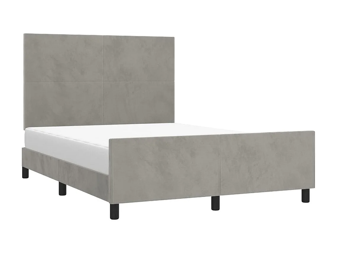 Lit-140x190 cm avec tête de lit Gris clair Velours EGGB80702