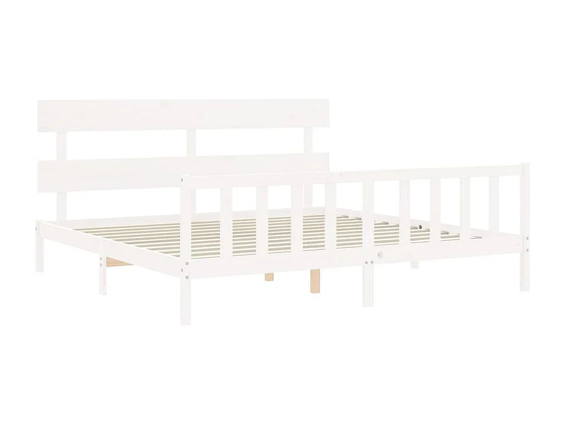Bedframe met hoofdbord massief hout wit NL35918