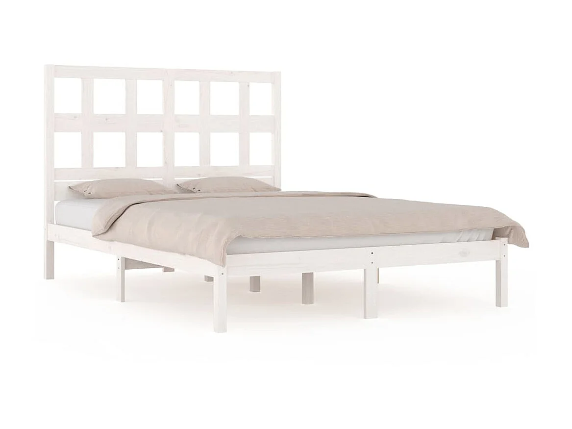 Cama 140x200 cm madeira de pinho maciça branco PT305889