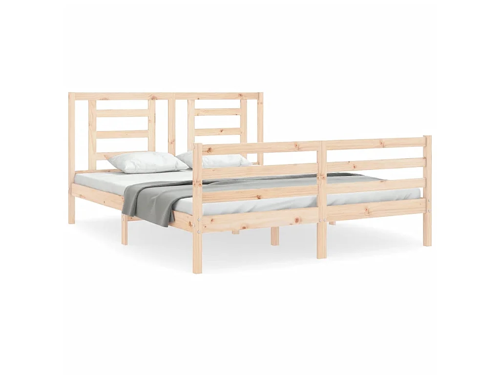 Bedframe met hoofdbord massief hout NL32417