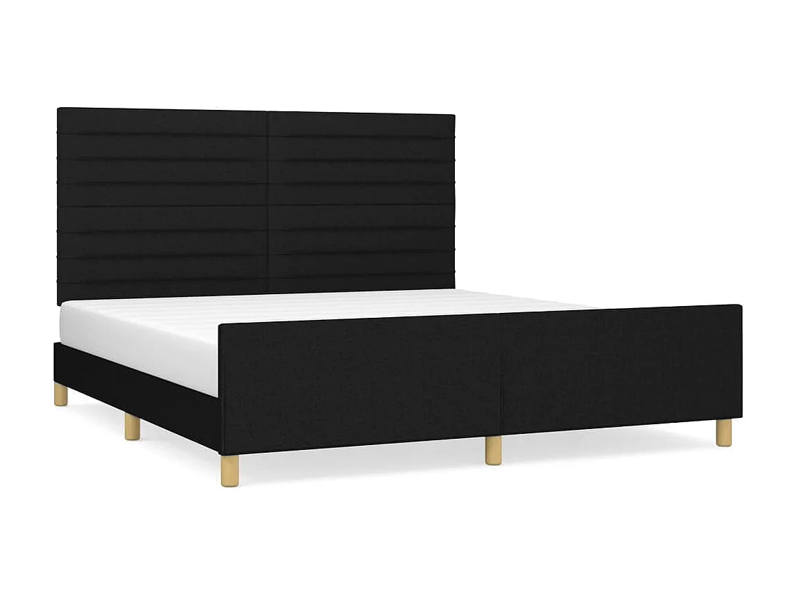 Cama 160x200 cm con cabecero de tela negro ES42731