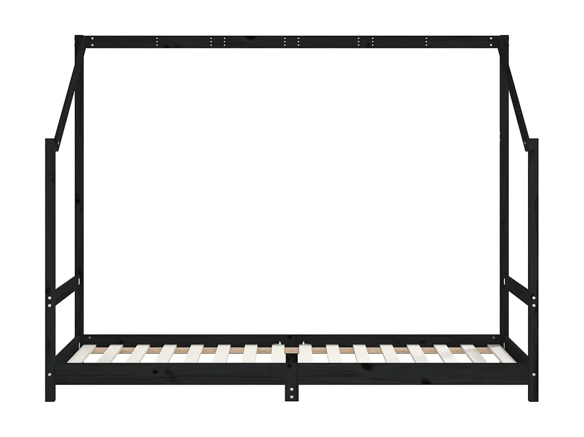Cama infantil 90x200 cm pinho maciço preto PT645810
