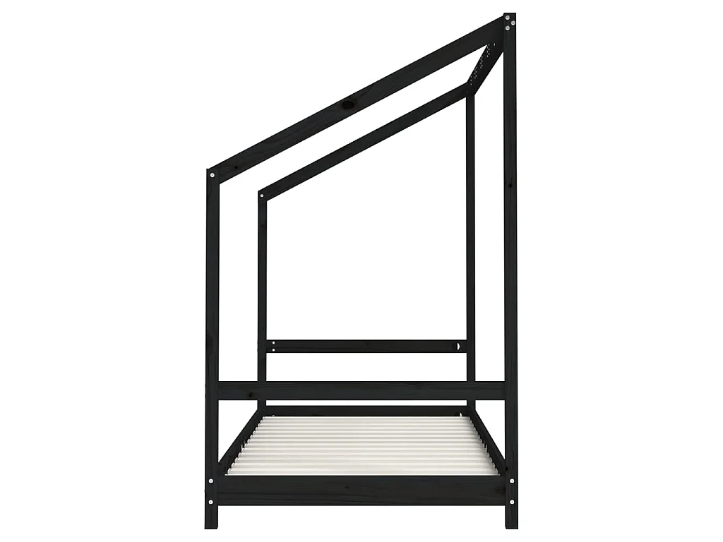 Cama infantil 90x200 cm pinho maciço preto PT645810