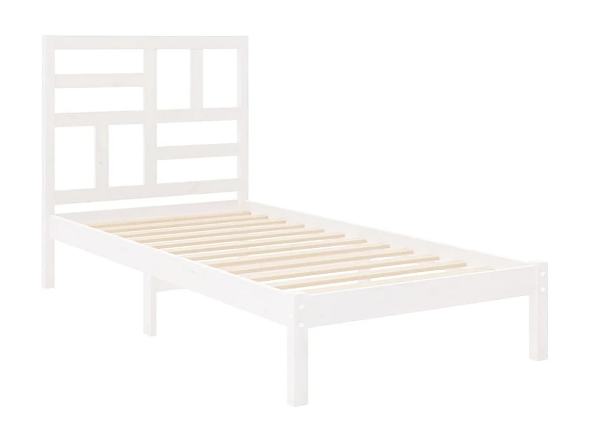 Cama 90x200 cm madera maciza de pino blanca ES59446