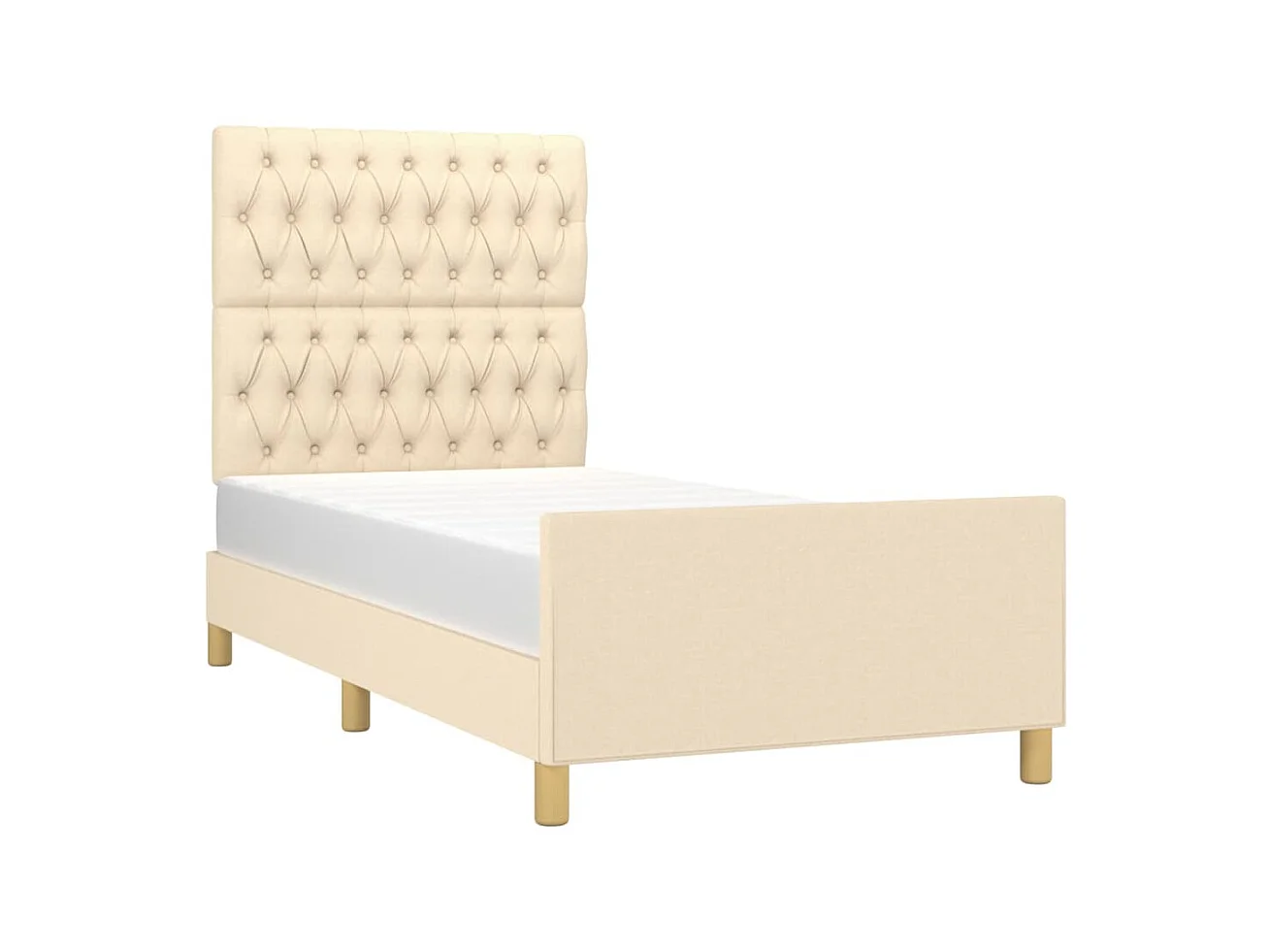 Cama 100x200 cm con cabecero de tela color crema ES99088