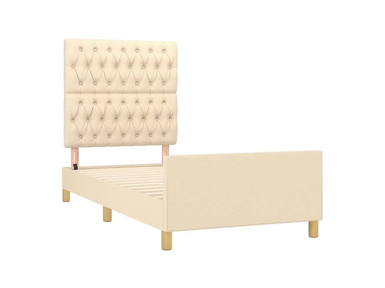 Cama 100x200 cm con cabecero de tela color crema ES99088