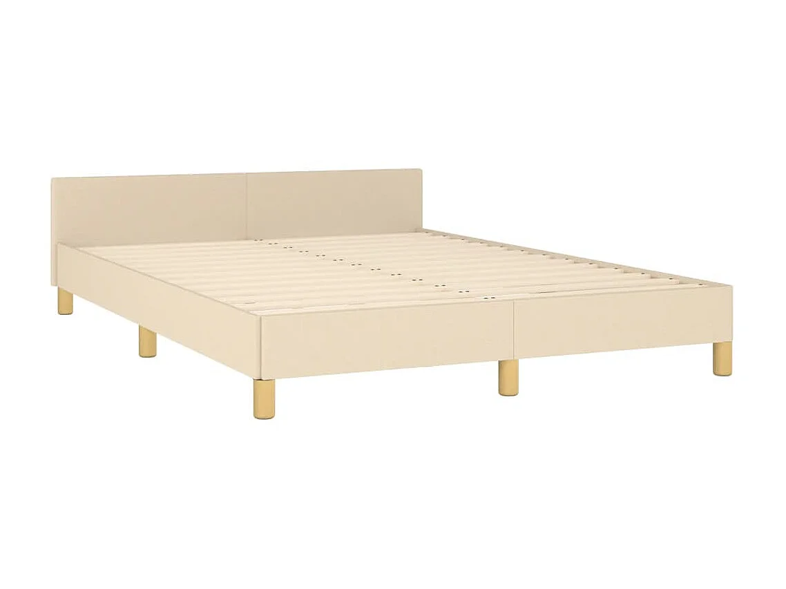 Lit-140x190 cm avec tête de lit Crème Tissu EGGB14876