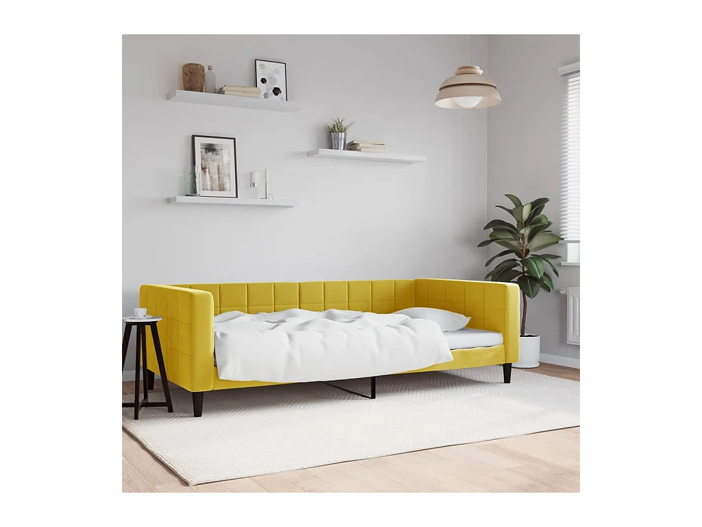 Lit-100x200 cm de repos jaune velours EGGB36426