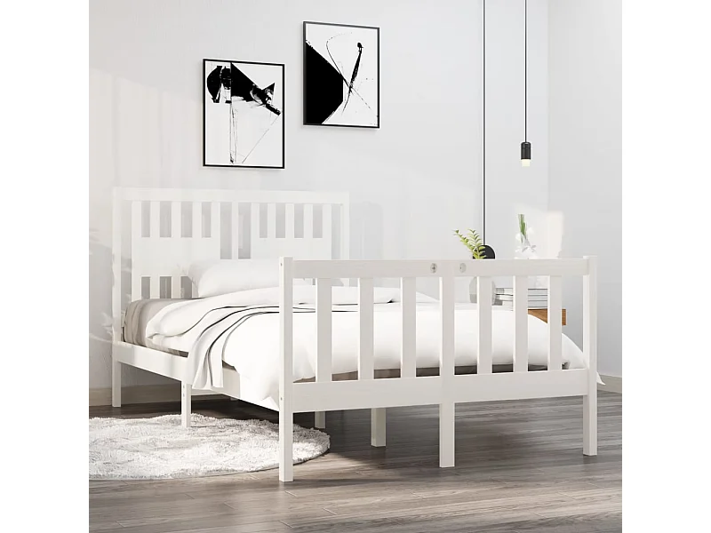 Lit-120x190 cm Blanc Bois massif Petit Double EGGB24122