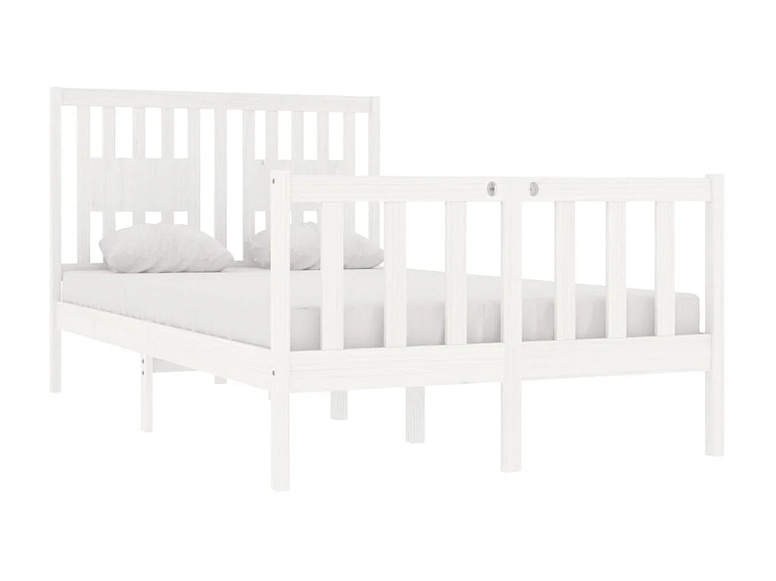 Cama 120x190 cm doble pequeña madera maciza blanca ES59610