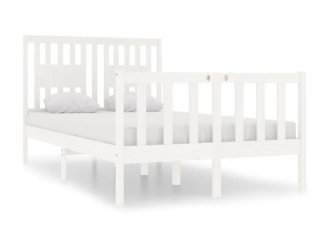 Cama 120x190 cm doble pequeña madera maciza blanca ES59610