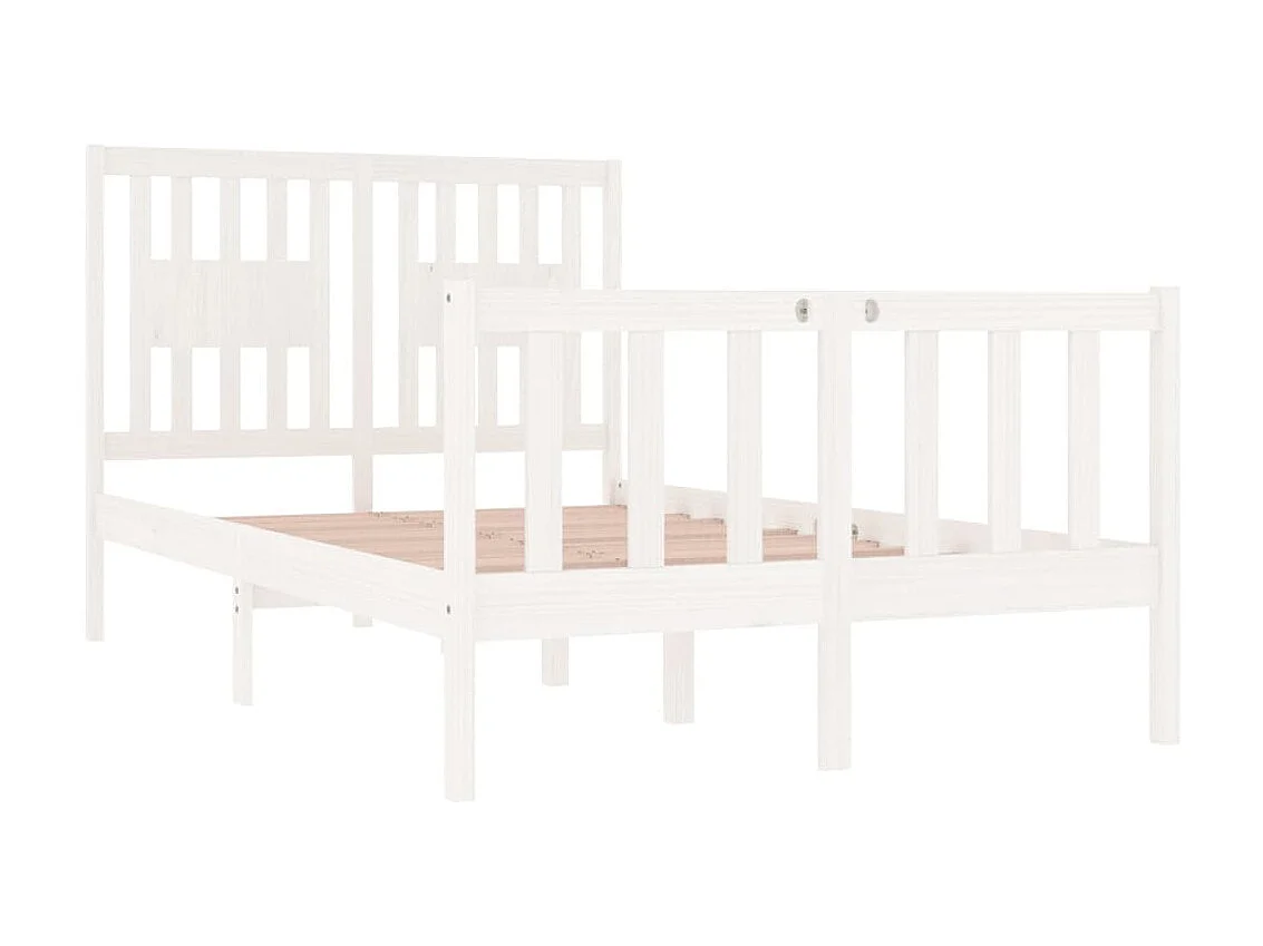 Cama 120x190 cm doble pequeña madera maciza blanca ES59610