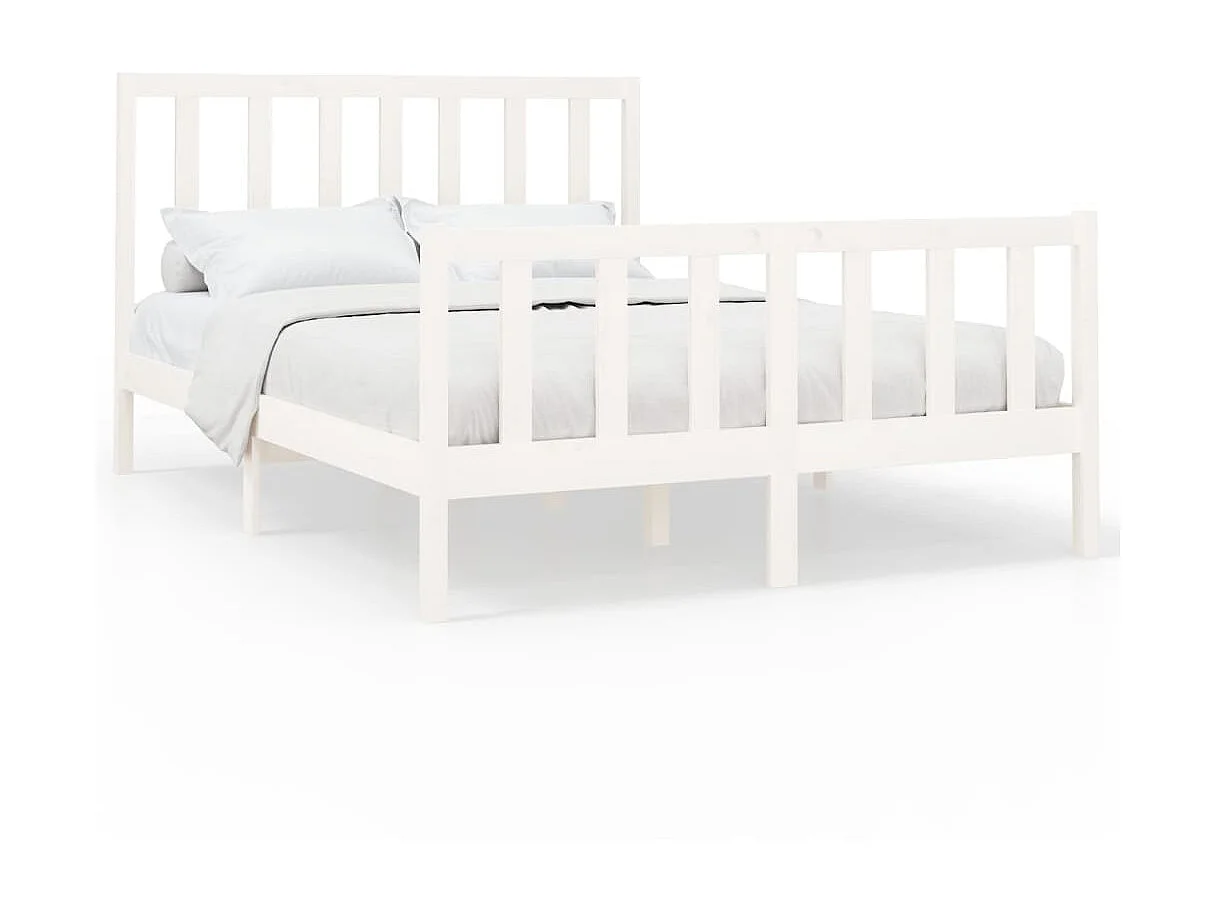 Cama 140x200 cm de madera maciza de pino blanco ES77413