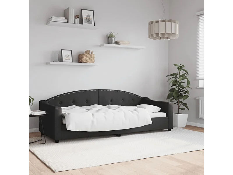 Cama 80x200 cm tela negro ES95381