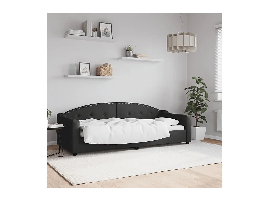 Lit-80x200 cm de repos noir tissu EGGB27697